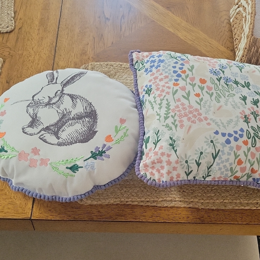 Floral and Bunny Decorative Cushions